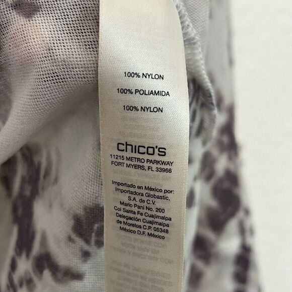 Chico’s Gray White Shibori Spot Tie-Front Sheer Shirt Mesh Women's Size 1 (M) - Picture 9 of 15